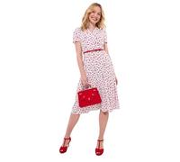 Joe Browns Cherry Print Tie-Waist Midi Dress Vestido, Blanco, 46 para Mujer