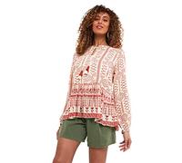 Joe Browns Top de Manga Larga con Estampado Bohemio Borde Camisa, Multicolor, 34 para Mujer
