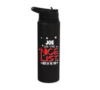 Joe On The Nice List Funny Christmas Joe Nombre Stainless Steel Insulated Water Bottle