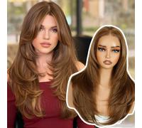 Joedir 13 × 3 HD Lace Wear-and-Go Peluca sin pegamento, peluca larga precortada, pelo sintético con encaje frontal prerecogido para mujeres