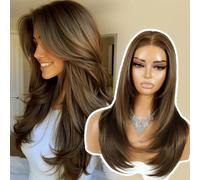 Joedir 13 × 3 HD Lace Wear-and-Go Peluca sin pegamento, peluca larga precortada, pelo sintético con encaje frontal prerecogido para mujeres