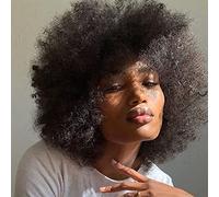 JOEDIR HAIR Pelucas afro para mujeres negras pelo humano corto afro rizado peluca de 8 pulgadas negro natural grande afro pelucas (color: 1B)