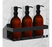 Joeji's Estantería Ducha Sin Taladro - Estante Baño Acero Inoxidable Negro con Jabonera - Organizador de Pared Adhesivo para Champú, Gel y Accesorios Baño