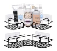 Joejis Juego de 2 Estanteria Baño con Almacenamiento - Estanteria ducha esquina de Organizador de ducha - Estanteria Baño - Sin Taladro Fácil Instalación - Negro