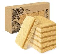 Joeji's Kitchen 6 Esponja Natural en Celulosa y Espatula de Fibra de Sisal -Estropajo Ecologico para Limpiar en Profundidad en la Cocina o en el Baño - Esponja Cocina Biodegradable Natural