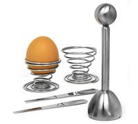 Joeji's Kitchen Abridor Separador de cáscara de Huevo de Acero Inoxidable Shell Cracker para Huevos hervidos Duros or Blandos con Accesorios de Cocina adicionales 2 Tazas de Huevo y 2 cucharas