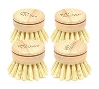 Joeji's Kitchen Cepillo Fregar Platos Juego de 4 Cabezales de Repuesto para Cepillo de Vajilla Natural de Madera ecológico con Mango de bambú y cerdas de Fibra de sisal Cepillo Platos Cepillo Cocina