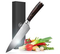 joeji's Kitchen Cuchillo cocina de acero inoxidable de alto carbono cuchillos cocina mango ergonómico de Pakkawood cuchillo chef versátil cuchillo cebollero afilado con caja premium para regalo