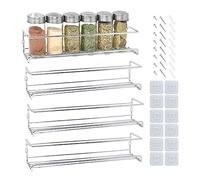 joeji's Kitchen Especiero de cuatro niveles | Especiero de cocina | Organizador de condimentos para estante de cocina | Organizador de especias para colgar en la pared | Plata