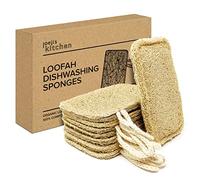 Joeji's Kitchen Esponja Natural lavavajillas Natural (Paquete de 8) | Estropajo ecologico, Libre de plástico y Biodegradable - Esponja Natural de Cocina Reutilizable, Estropajo Cocina