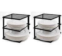 joeji's Kitchen Estante para platos que no se tambalea para almacenamiento de cocina - Estante para platos de esquina para armario - Organizador de estantes 25x25x19cm Negro (Paquete de 2)