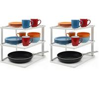 joeji's Kitchen Estante para platos Soporte platos para almacenamiento en armarios de cocina Organizador platos estante cocina de 25x25x19cm de color blanco (Paquete de 2)