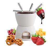 joeji's Kitchen Fondue de Chocolate Cerámica - Fondue Queso con Olla Fondue Vela y Tenedores - Set de Regalo Quemador Fondue