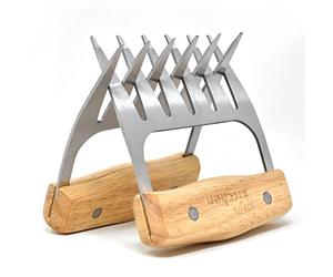 Joeji's Kitchen Garras de Carne Accesorios barbacoa de utensilios barbacoa con asas de madera de tacto frío utensilios barbacoa kit multifuncionales para cerdo ternera pollo y más