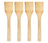 Joeji's Kitchen Juego de 4 espátulas de madera de bambú | Cuchara madera cocina premium para cocina casera | Utensilios cocina madera ecológicos para cocinar