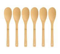 Joeji's Kitchen Juego de 6 cucharas de madera de bambú Kit de cuchara de madera de bambú Juego de utensilios de cocina madera de bambú resistentes elegantes y fáciles de limpiar
