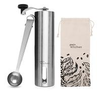 Joeji's Kitchen Molinillo Café Manual con Grosor de Molienda Ajustable - Molinillo de Cafe de Acero Inox y cerámica - Molinillo de Granos de café con Bolsa de Arpillera Cuchara y Cepillo de Limpieza