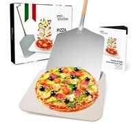 Joeji's Kitchen Piedra para Pizza Horno Pala de aluminio con mango, Piedra de Pizza para Horno de Pizza pala pizza horno, Deslizador de pan