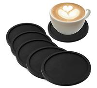 Joeji's Kitchen Posavasos Juego de 6 Posavasos Silicona Negra de 10 cm Antideslizantes con Bordes elevados antiderrames Posavasos Coaster para Bebidas frías o Calientes para Proteger Las mesas
