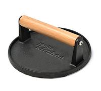 Joeji's Kitchen Prensa Hamburguesas de Hierro Fundido Antiadherente, Molde Hamburguesa de alta resistencia con mango de madera Cool Touch, para Hacer Marcas perfectas y Platos Más Saludables