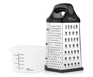 Joeji's Kitchen Rallador de Cocina - 6 en 1 Rallador Manual con Recipiente a Juego - Herramienta de Cocina Multifunción - Ideal para rallar queso rebanar y triturar - Fácil de limpiar