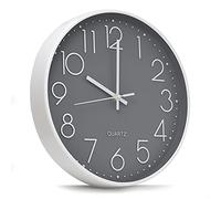 joeji's Kitchen Reloj de Pared Moderno 30 cm - Silencioso sin Ruido de Tictac - Cuarzo - Reloj de Cocina La Sala Dormitorio - Gris y Blanco