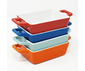 Joeji's Kitchen Set de 4 Mini Cazuelas individuales de cerámica (325 ml), aptas para horno, microondas y lavavajillas. Ideales para porciones individuales de lasaña, canelones o postres