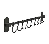 joeji's Kitchen Soporte Utensilios Cocina 40 cm - Autoadhesivo Sin Taladro - Colgador Utensilios de Aluminio con 8 Ganchos Móviles - Porta Utensilios de Cocina que Ahorra Espacio - Negro