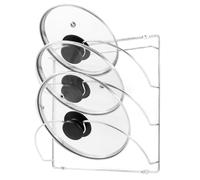 joeji's Kitchen - Tapa de almacenamiento para armario o pared, 2 en 1, autoadhesivo, 3 m, sin taladrar ni opción de rosca, soporte para tapa de cocina, puerta con tapa de armario (3 plazas, cromo)