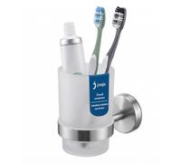 Joeji's Kitchen - Vaso de Cepillo de Dientes para Cuarto de baño, portacepillos de Dientes de Acero Inoxidable, portacepillos de Dientes de Pared, portavasos Adhesivo o Tornillos