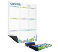 Joejis Organizador de Pizarra Blanca Planificador Semanal Magnético Grande A3 - Fácil de Colocar en el Refrigerador - Calendario Familiar Plan de Comidas Tabla de Tareas - 4 Marcadores con Borradores