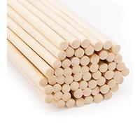 Joejis Pack de 60 Palitos de Madera Redondos - Madera de Bambú Natural - Proyectos de manualidades - Varillas de Bambú - 30 cm x 6 mm