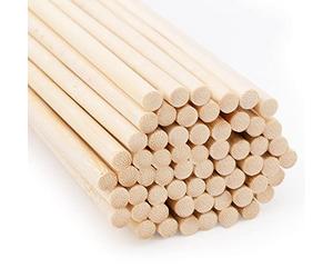 Joejis Pack de 60 Palitos de Madera Redondos - Madera de Bambú Natural - Proyectos de manualidades - Varillas de Bambú - 30 cm x 6 mm