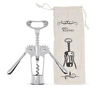 Joejis Sacacorchos profesional de diseño alado - sacacorchos vino color plata con bolsa de almacenamiento, abridor de vino multiuso