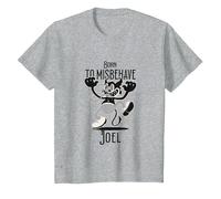 Joel - Nombre de Chico Genial con un diablillo Lindo Camiseta, Niños, Gris Jaspeado, 8 años
