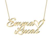 JoelleJewelryDesign Collar Dos Nombres con Corazón plata Personalizado Navidad, aniversario, amistad, día de la madre, ideas de regalos de cumpleaños para mujeres, niñas, madre, hija, ella