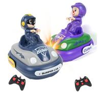 Joellfuner Coche de Choque, Coche Teledirigido, Paquete de 2, Murciélago Carro Telecomandado con Muñecas Saltarinas, Luz LED y Música, Juguetes Interactivos Recargable, Regalos para Niños y Niñas