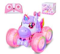 Joellfuner Coche Teledirigido, Unicornio Regalo, de Juguete Teledirigido Giratorio 360° con Sonido y Luces, Coche Radiocontrol, Juguete Regalo Unicornios para Niños 3 4 5 6 7 8 9 Años Niñas y Chicos