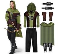 Joellfuner Disfraz de Arquero para Hombre, Disfraz de Robin Hood para Hombre, Robin Hood Disfraz, Adecuado para Disfraces Medievales y Fiestas de Disfraces de Carnaval (XL)