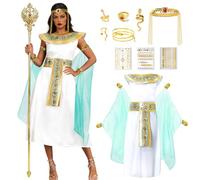 Joellfuner Disfraz de Cleopatra para mujer, 6 piezas, disfraz de Cleopatra para mujer con tiara, pulsera de serpiente y anillo, disfraz de carnaval, disfraz para mujer, para carnaval, cosplay, fiestas