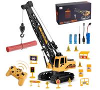 Joellfuner GRU Giocattolo per Bambini, 2,4G GRU Telecomandata con Luci e Suoni, Grande GRU RC con 12 Mini Modelli di Ingegneria, Regali per Ragazzi dai 3 ai 10 Anni (Estándar)