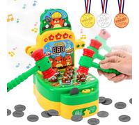 Joellfuner Juguete de Martillo, Mini Juego Arcade Electrónico, Golpea Topo Juego con 2 Martillos+6 Monedas+3 Medalla, Juguetes Interactivos Martillados para Niños y Niñas de 3 a 6 Años