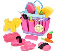 Joellfuner Kit de Cuidado para Caballos con Bolsa, Juguetes de Aseo para Niños, Accesorios para Caballos con Cepillo de Masaje, Raspador de Cascos con Cepillo