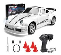 Joellfuner Mini Voiture Télécommandée Drift, 1:64 Mini RC Drift Car, 4WD Voiture Télécommandée Avec Lumière LED, 15km/h, Cadeau de Jouet pour Les Enfants de Plus de 6 ANS (Blanco)