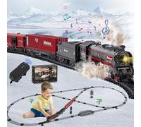 Joellfuner Tren Electrico Juguete Niños, Electrico Trenes de Navidad, Clasico Tren de Juguete con Vapor, Luces y Sonidos, Decoración de Navidad Regalos de Cumpleaños (telecontrol)
