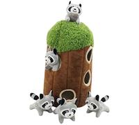 JOERBABU 6 juguetes para perros de peluche para escondite, casa de árbol, madriguera, juguete chirriante para esconderse, mapache, búho suave panda