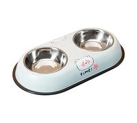 JOERBABU Comedero de comida para mascotas + bebedero para gatos, cuenco de acero inoxidable antifugas, contenedor de agua 2 en 1, vajilla para mascotas, comedero de agua para perros