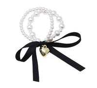 JOERBABU Diadema con colgante de corazón y lazo, para adolescentes, niñas, accesorios para el cabello, pulsera de perlas artificiales, accesorio de moda para mujer