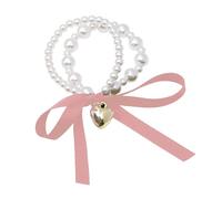 JOERBABU Diadema con colgante de corazón y lazo, para adolescentes, niñas, accesorios para el cabello, pulsera de perlas artificiales, accesorio de moda para mujer