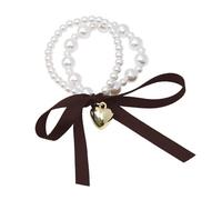JOERBABU Diadema con colgante de corazón y lazo, para adolescentes, niñas, accesorios para el cabello, pulsera de perlas artificiales, accesorio de moda para mujer